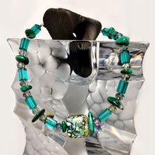 Abalone malachite and crystal bracelet