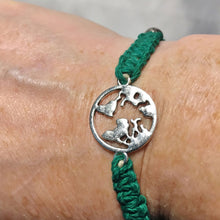 Green Macrame Bracelet with World View