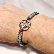 Soft Grey Macrame Bracelet with Globe Accent Charm