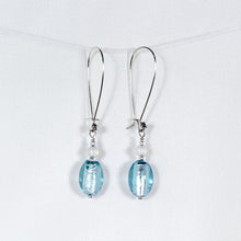 Light-blue and sea opal crackle-glass bead earrings