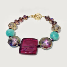 Purple bracelet with aventurine and Swarovski crystals