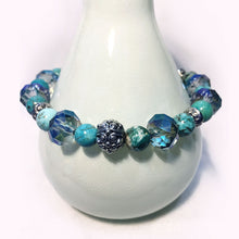 Stretchy Swarovski Crystal and Blue Stone Bracelet