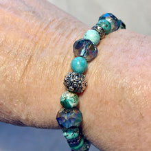 Stretchy Swarovski Crystal and Blue Stone Bracelet